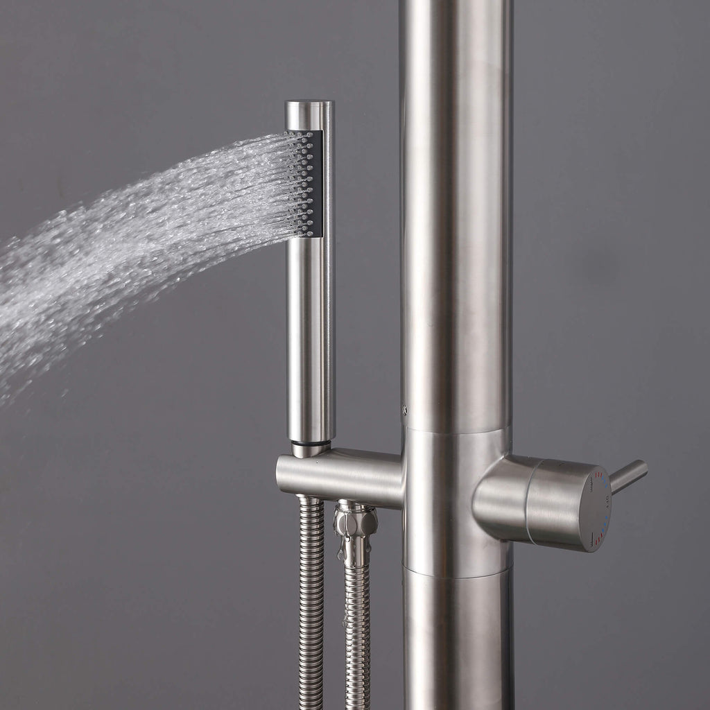304 Stainless Steel Freestanding Outdoor Shower with Detachable Shower Head