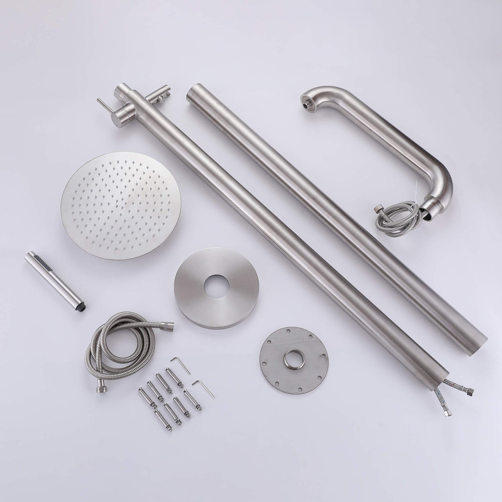 304 Stainless Steel Freestanding Outdoor Shower with Detachable Shower Head