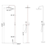 freestanding outdoor shower size