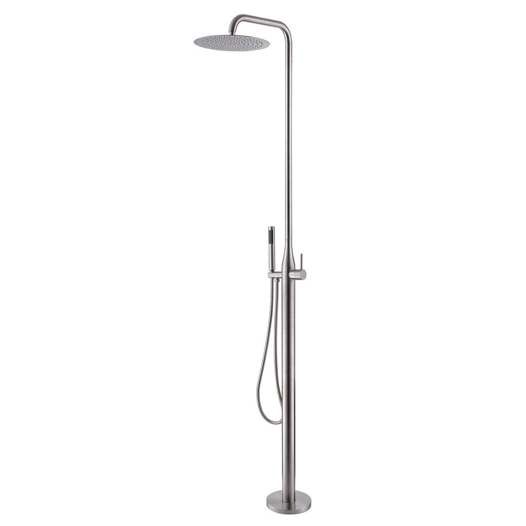 Freestanding Stainless Steel Outdoor Shower for Poolside with Handheld Shower & Drench Head
