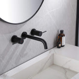 Wall Mount Faucet Solid Brass Bathroom Sink Faucet with 2 Knurled Handles JK0165