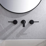 Wall Mount Faucet Solid Brass Bathroom Sink Faucet with 2 Knurled Handles JK0165