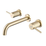 Brushed Gold Knurled 2 Handle Wall Mount Bathroom Faucet JK0166