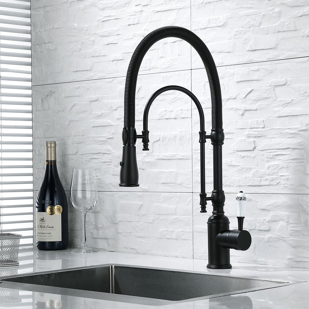 Single Handle Pull Down Sprayer Kitchen Sink Faucet Brass Pre Rinse Faucet JK0171