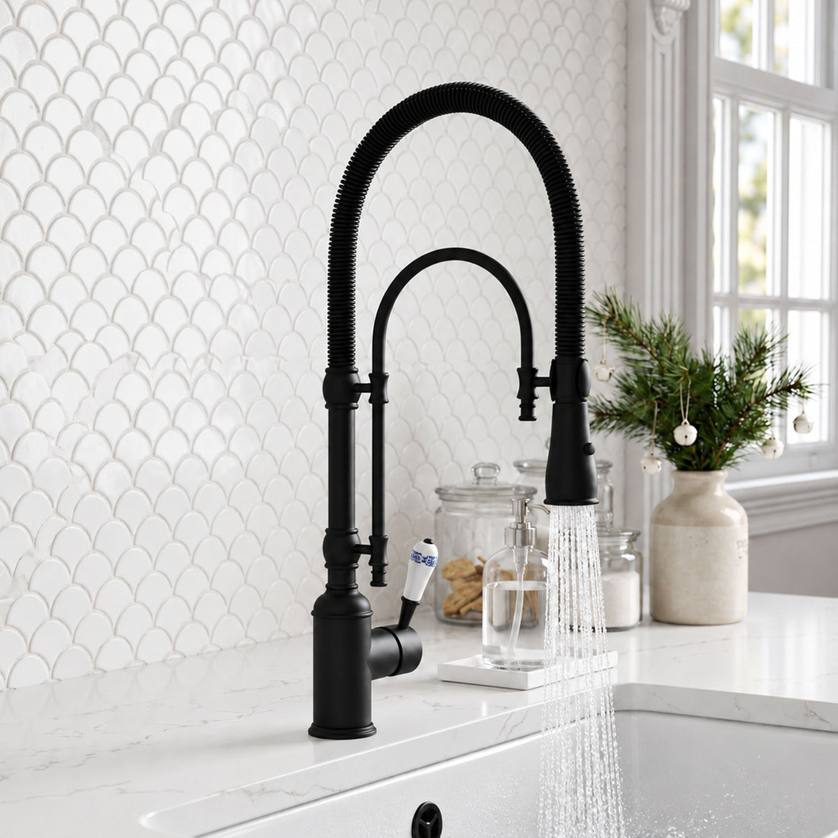 High Arc Pull-Down Kitchen Faucet with Swivel Spout and Single Handle