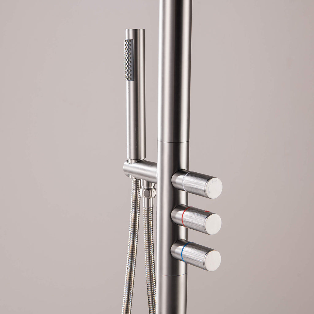 Freestanding Outdoor Shower Fixtures with Overhead Shower Head and Handheld JK0181