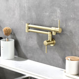 Wall-Mounted Pot Filler Faucet with Dual Swing Arm for Stove Filling