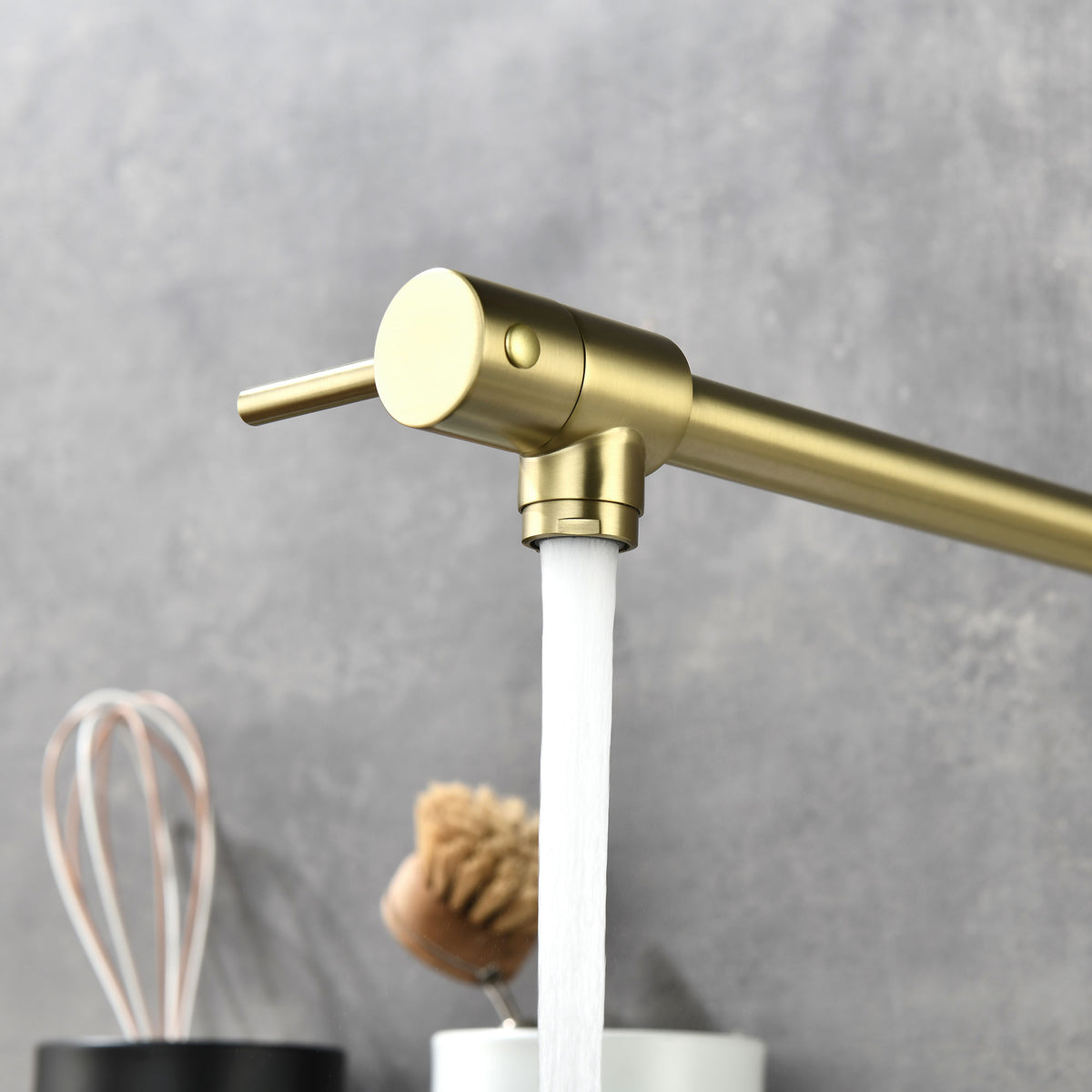 Wall-Mounted Pot Filler Faucet with Dual Swing Arm for Stove Filling