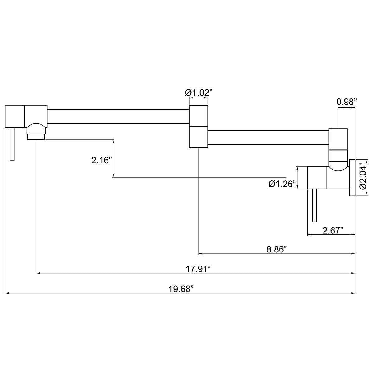Wall-Mounted Pot Filler Faucet with Dual Swing Arm for Stove Filling