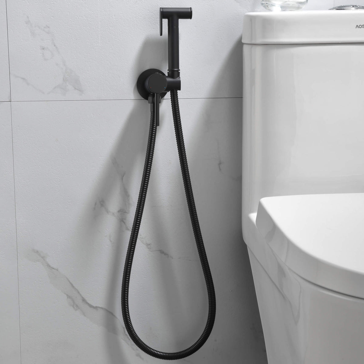 Handheld Brass Bidet Sprayer for Toilet Matte Black Bathroom Hygiene Spray Set