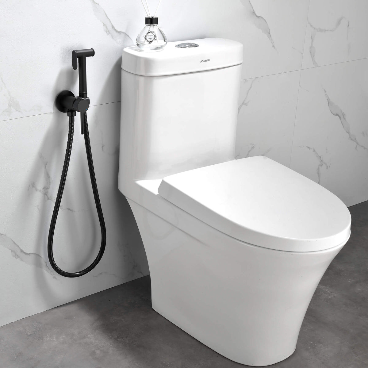 Handheld Brass Bidet Sprayer for Toilet Matte Black Bathroom Hygiene Spray Set