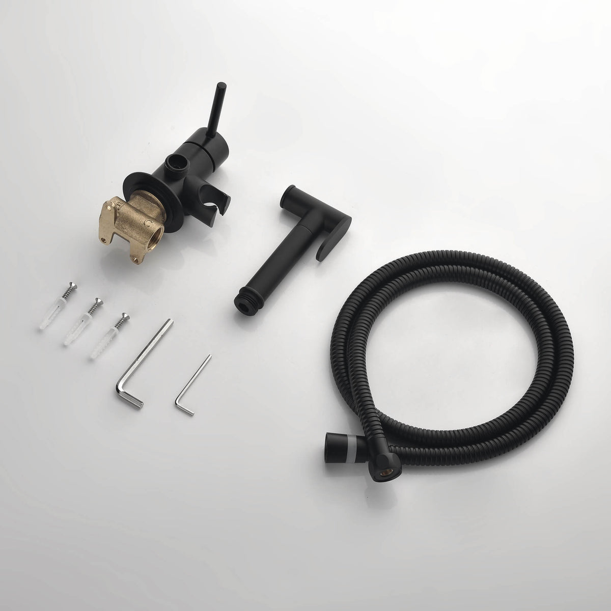 Handheld Brass Bidet Sprayer for Toilet Matte Black Bathroom Hygiene Spray Set