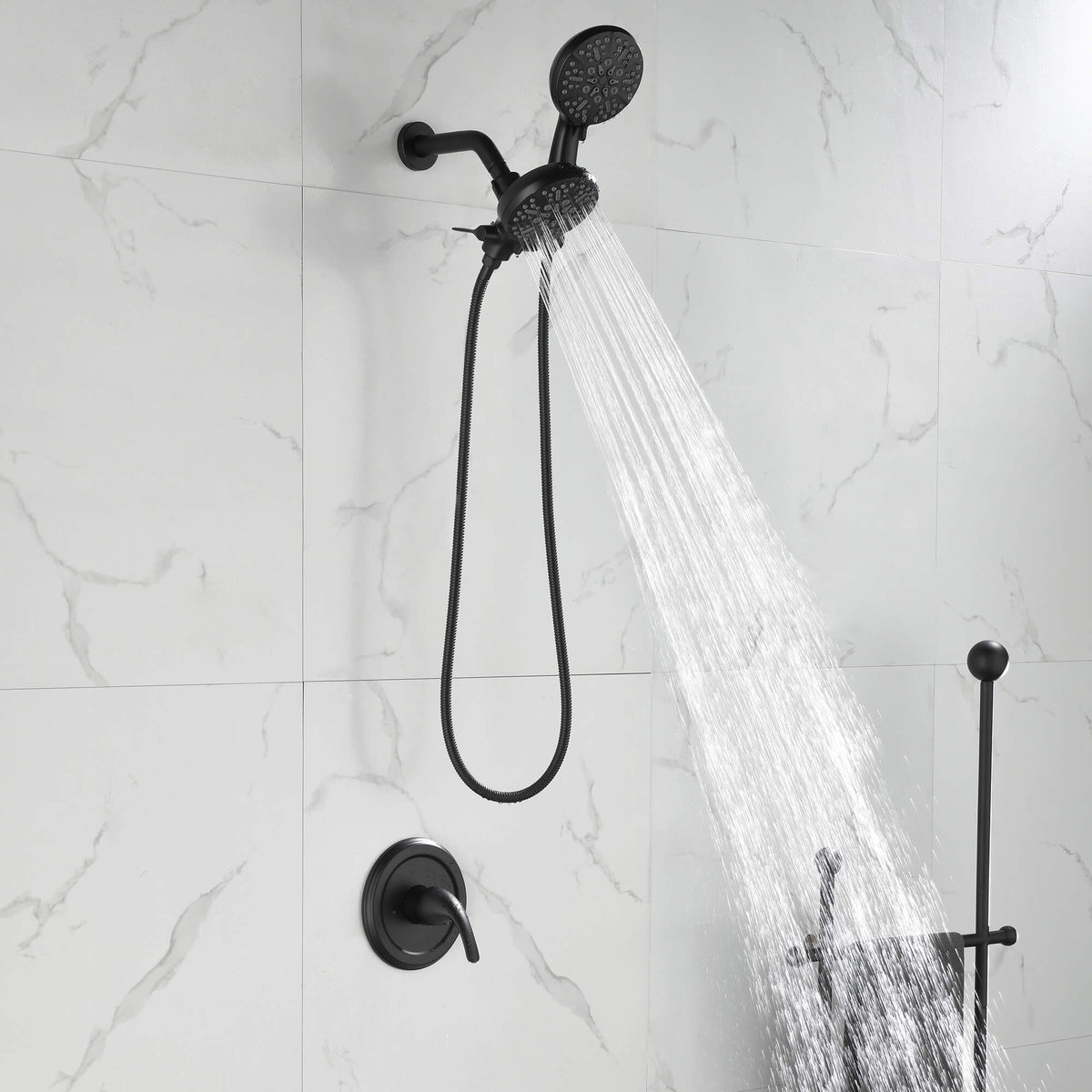 Dual Shower Head System with High-Pressure 7-Function Rain Shower Head