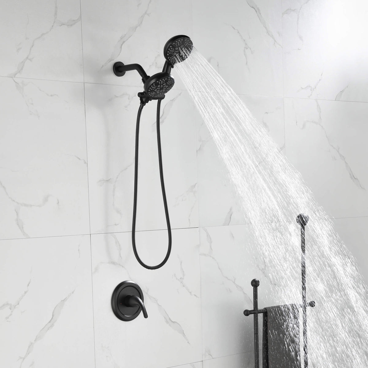 Dual Shower Head System with High-Pressure 7-Function Rain Shower Head