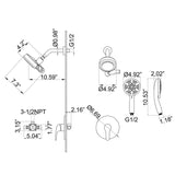 Dual Shower Head System with High-Pressure 7-Function Rain Shower Head