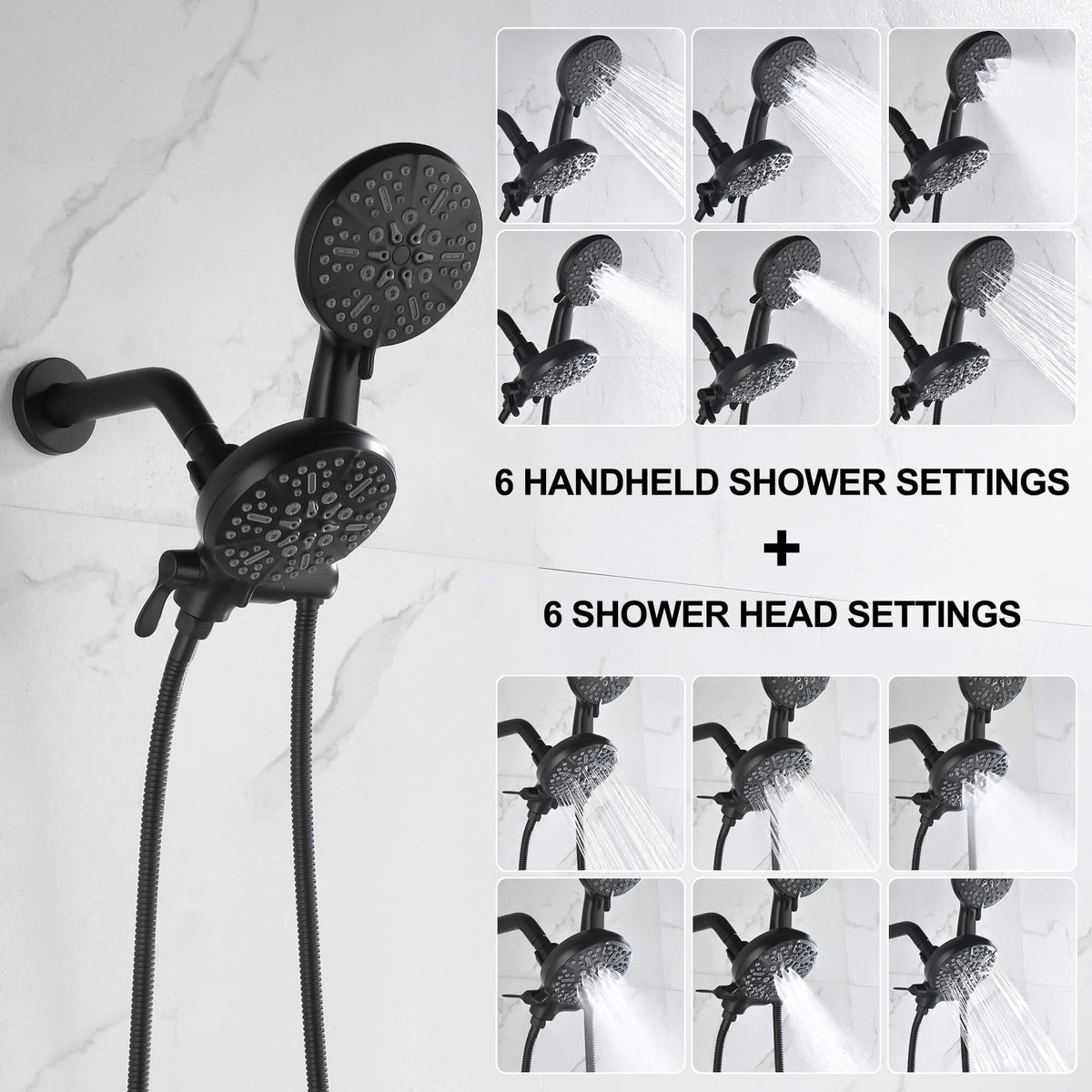 Dual Shower Head System with High-Pressure 7-Function Rain Shower Head