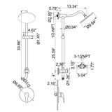 Wall Mount Shower System with 3 Spray Patterns Hand Shower and 10" Showerhead JK0194