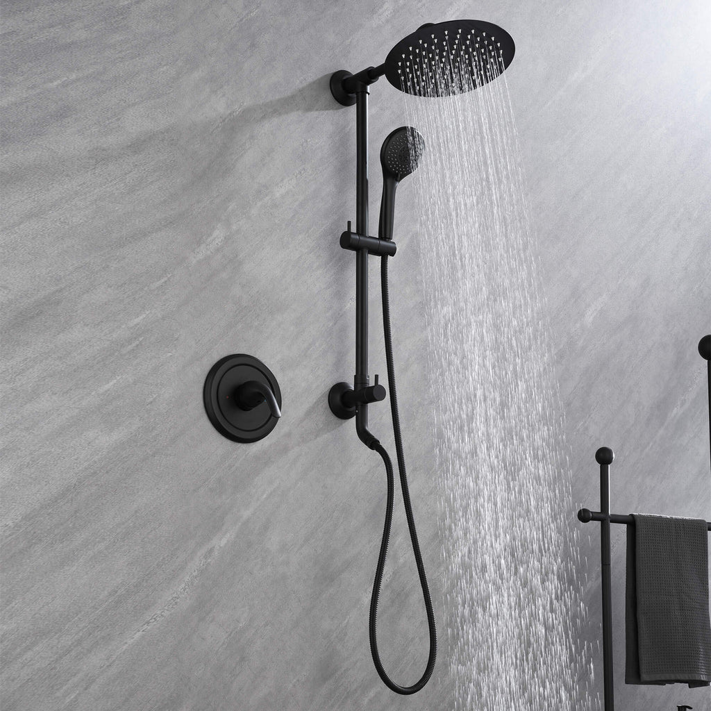 Wall Mount Shower System with 3 Spray Patterns Hand Shower and 10" Showerhead JK0194