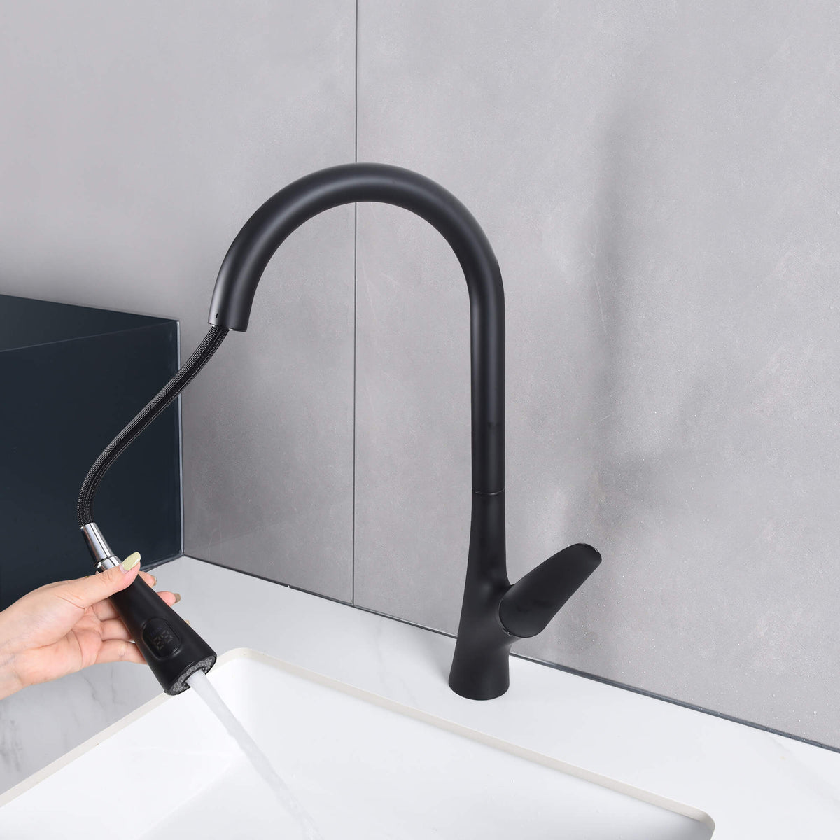 2-Mode Pull-Out Kitchen Faucet with Hot & Cold Mixer for Sink