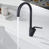 Single Handle Kitchen Faucet One-Hole Black Solid Brass JK0204