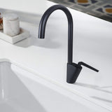 Single Handle Kitchen Faucet One-Hole Black Solid Brass JK0204