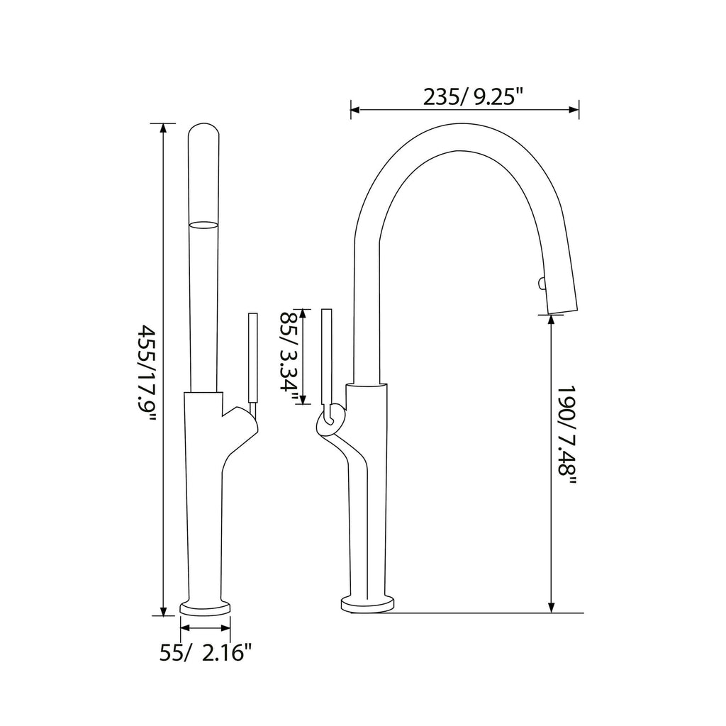 Kitchen Faucet With Pull Down Sprayer Size