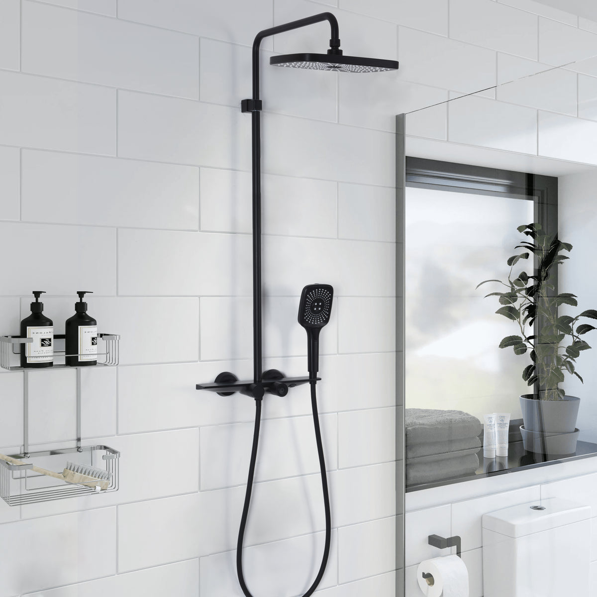 Wall-Mounted 4-Spray Shower Faucet Set Anti Scald Brass Thermostatic Shower System