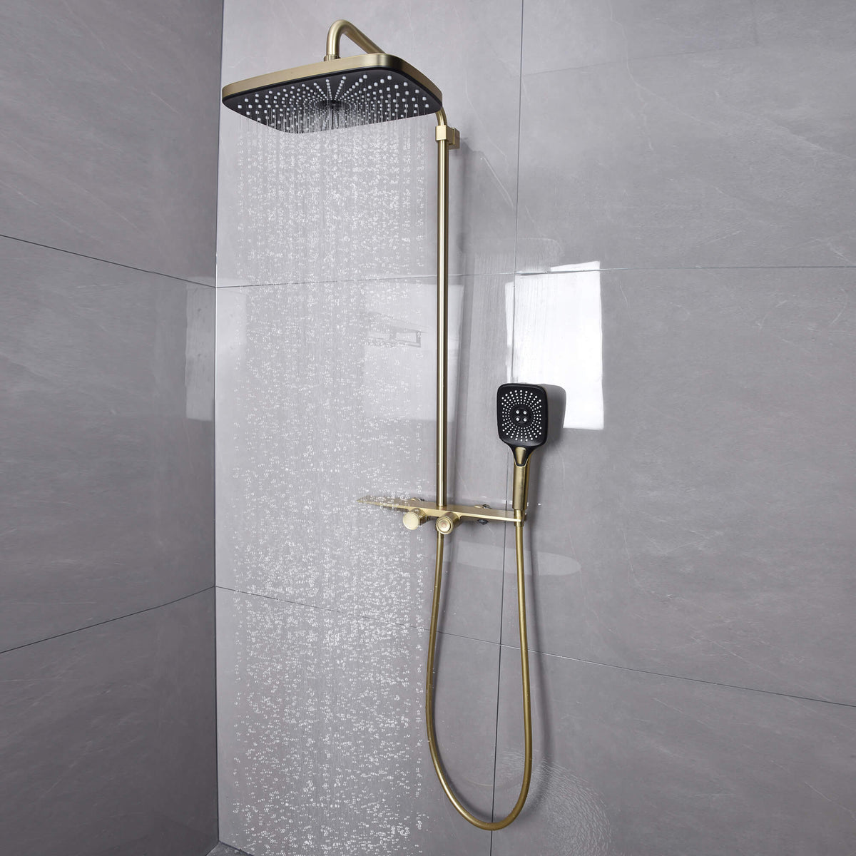Wall-Mounted 4-Spray Shower Faucet Set Anti Scald Brass Thermostatic Shower System