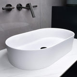 Bathroom Vessel Sink Oval Countertop White Stone Resin Vanity Sink Washing Art Basin