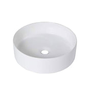 15-Inch Round White Countertop Sink in Matte Stone Finish