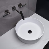 15" Round Stone Resin Bathroom Countertop Vessel Sink White JK0232