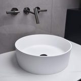 15" Round Stone Resin Bathroom Countertop Vessel Sink White JK0232
