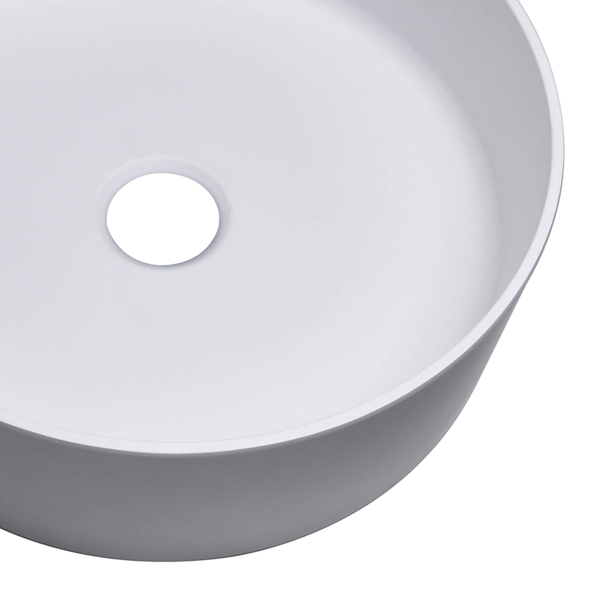 15-Inch Round White Countertop Sink in Matte Stone Finish