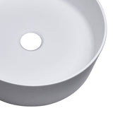 15" Round Stone Resin Bathroom Countertop Vessel Sink White JK0232