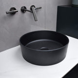 Modern Style Stone Resin Circular Vessel Bathroom Sink Art Sink Matte Black JK0233