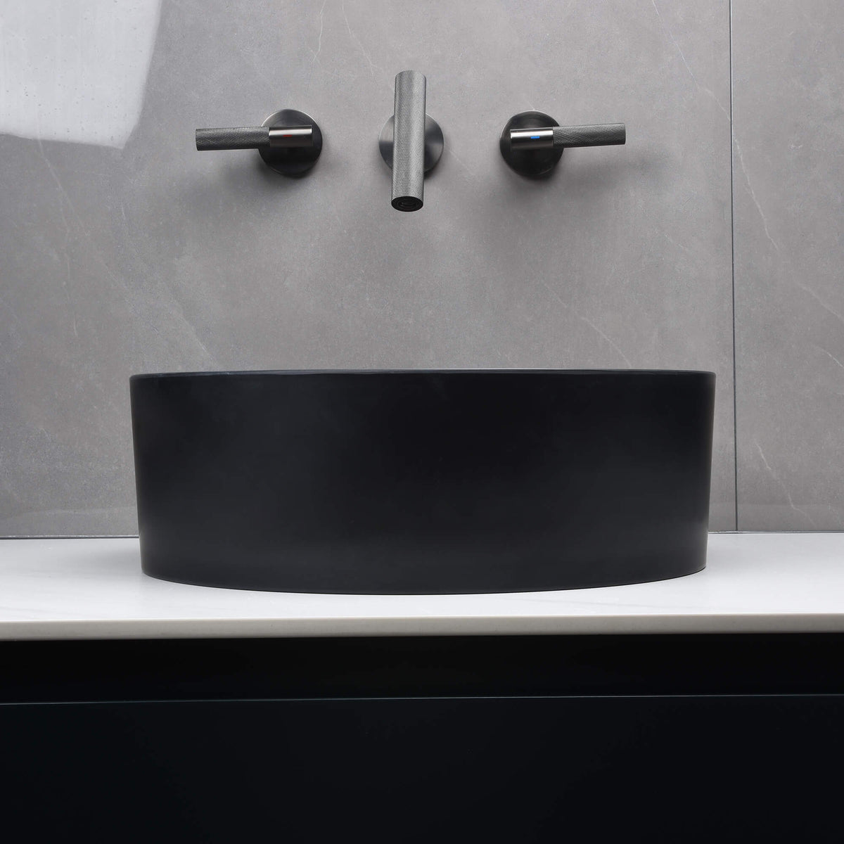 15-Inch Black Round Vessel Sink in Matte Art Finish