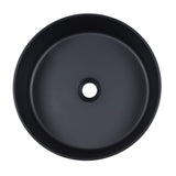 Modern Style Stone Resin Circular Vessel Bathroom Sink Art Sink Matte Black JK0233