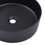 Modern Style Stone Resin Circular Vessel Bathroom Sink Art Sink Matte Black JK0233