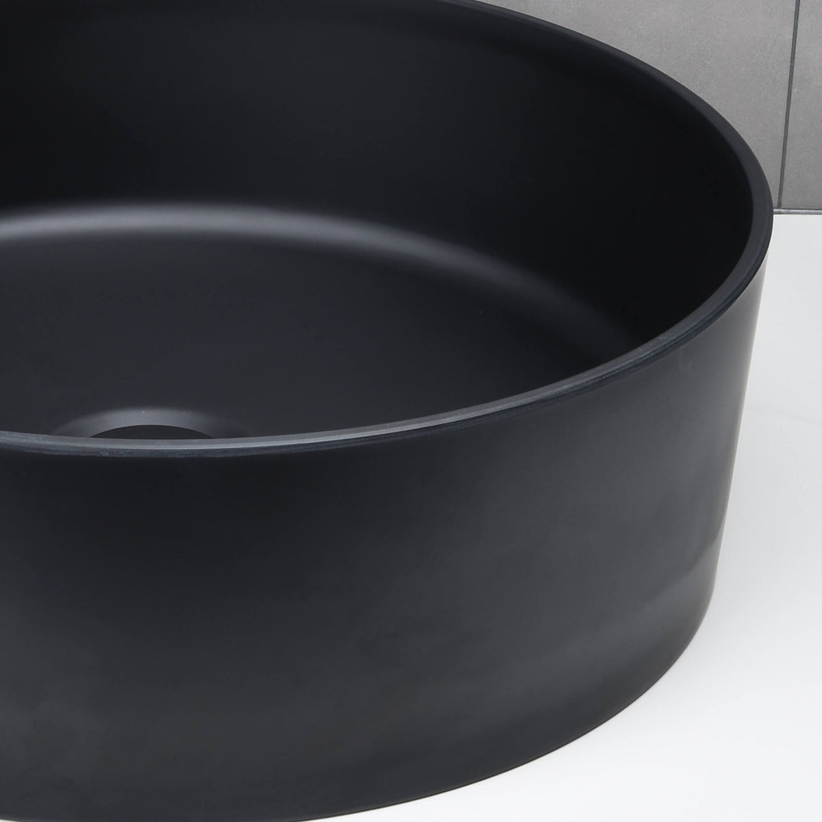 15-Inch Black Round Vessel Sink in Matte Art Finish