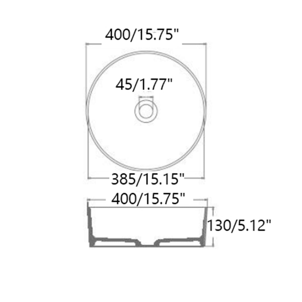 15-Inch Black Round Vessel Sink in Matte Art Finish