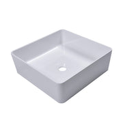 15-Inch Square White Stone Resin Bathroom Vessel Sink