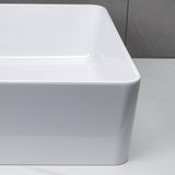 15'' Square Bathroom Vessel Sink Above Counter White Stone Resin Vanity Sink Art Basin JK0234