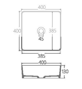 15-Inch Square White Stone Resin Bathroom Vessel Sink