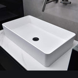 Wash Basin Counter Top Mounted White Solid Surface Rectangular Bathroom Sink JK0235
