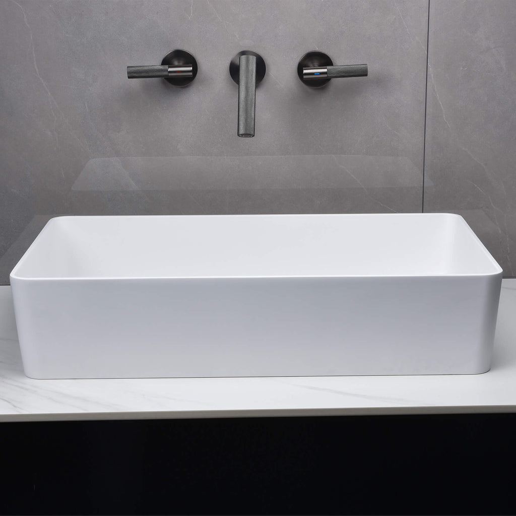 Venice Matt White Rectangular Counter Top Basin - 365 X 235mm