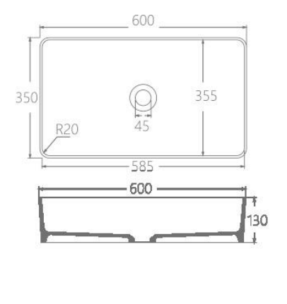 Rectangle Solid Surface White Basin for Vanity Countertop