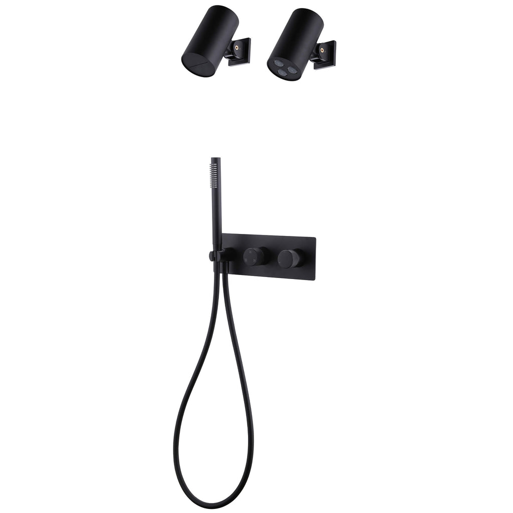 Dual Shower Head System with Waterfall Spray & Handheld Wand