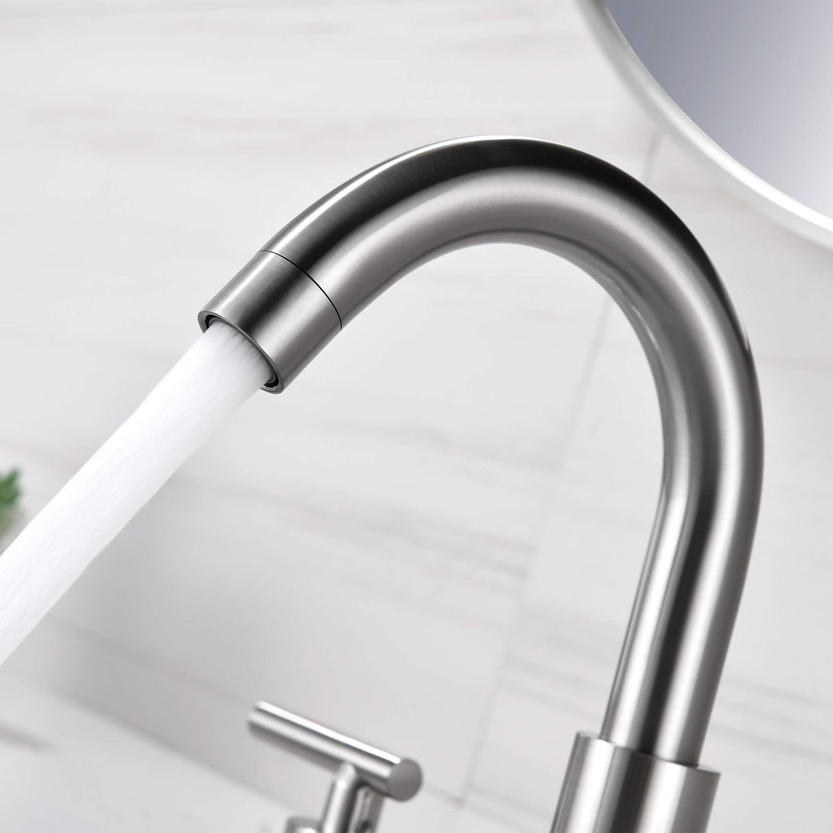 Widespread Bathroom Faucet with Dual Handles and Stainless Steel Pop-Up Drain