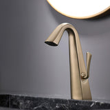 Modern Bathroom Sink Faucet Single Hole Single Handle Brushed Gold JK0278