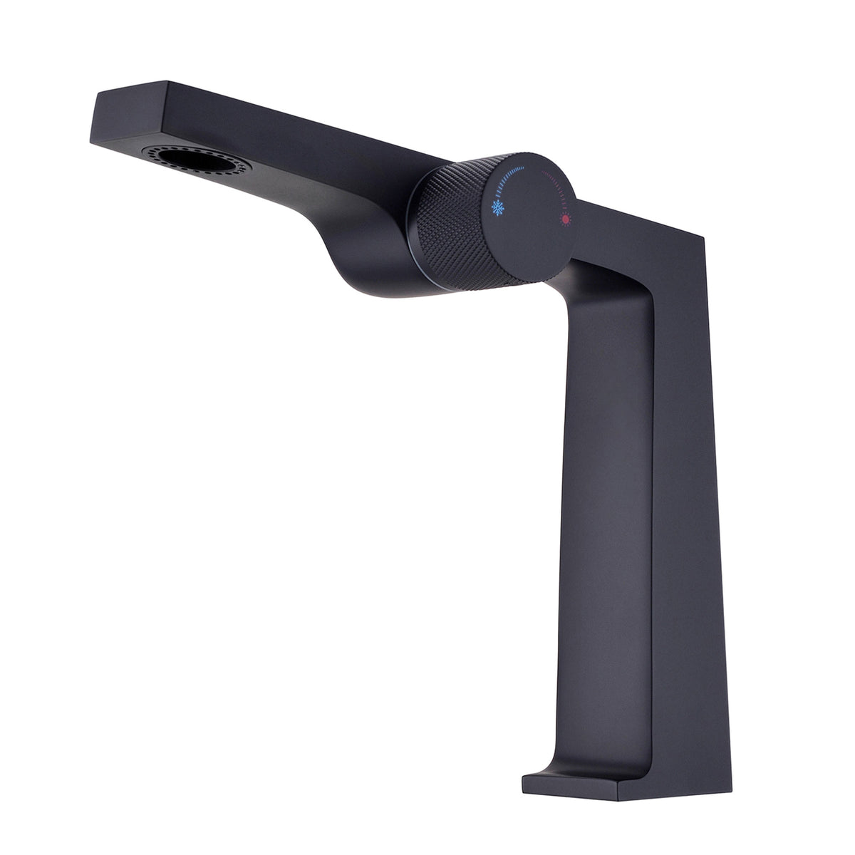 Single Handle Bathroom Basin Faucet with Rectangular Spout and Knurled Side Handle